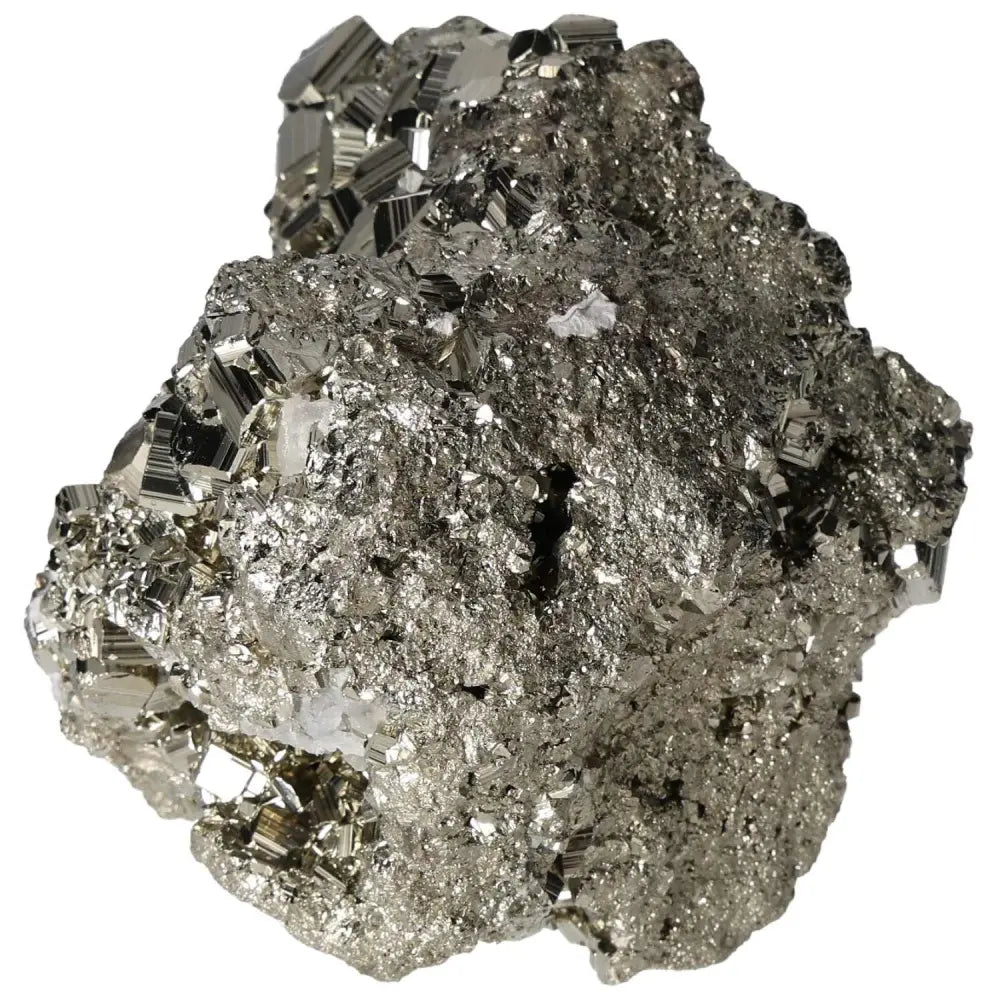 Superior Quality Pyrite Cluster with natural cubic formations and metallic luster, showcasing geometric brilliance and elegance.