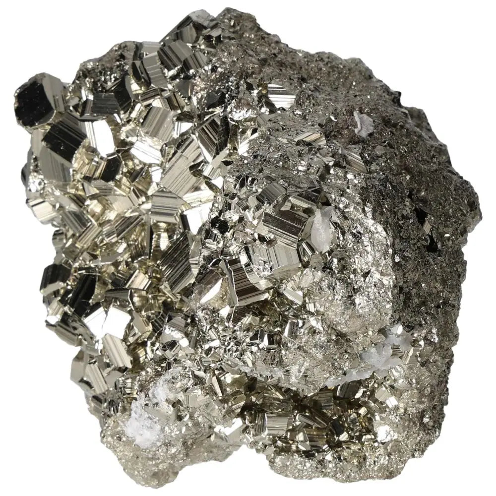 Superior Quality Pyrite Cluster showcasing natural cubic formations and metallic luster, sourced from premium deposits.