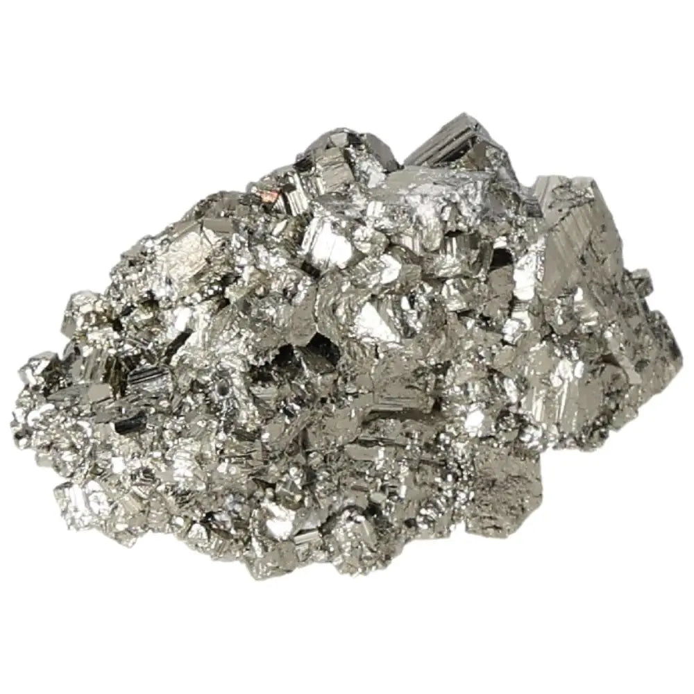 Superior quality pyrite cluster with metallic luster and geometric formations, showcasing natural cubic detail in shimmering perfection.