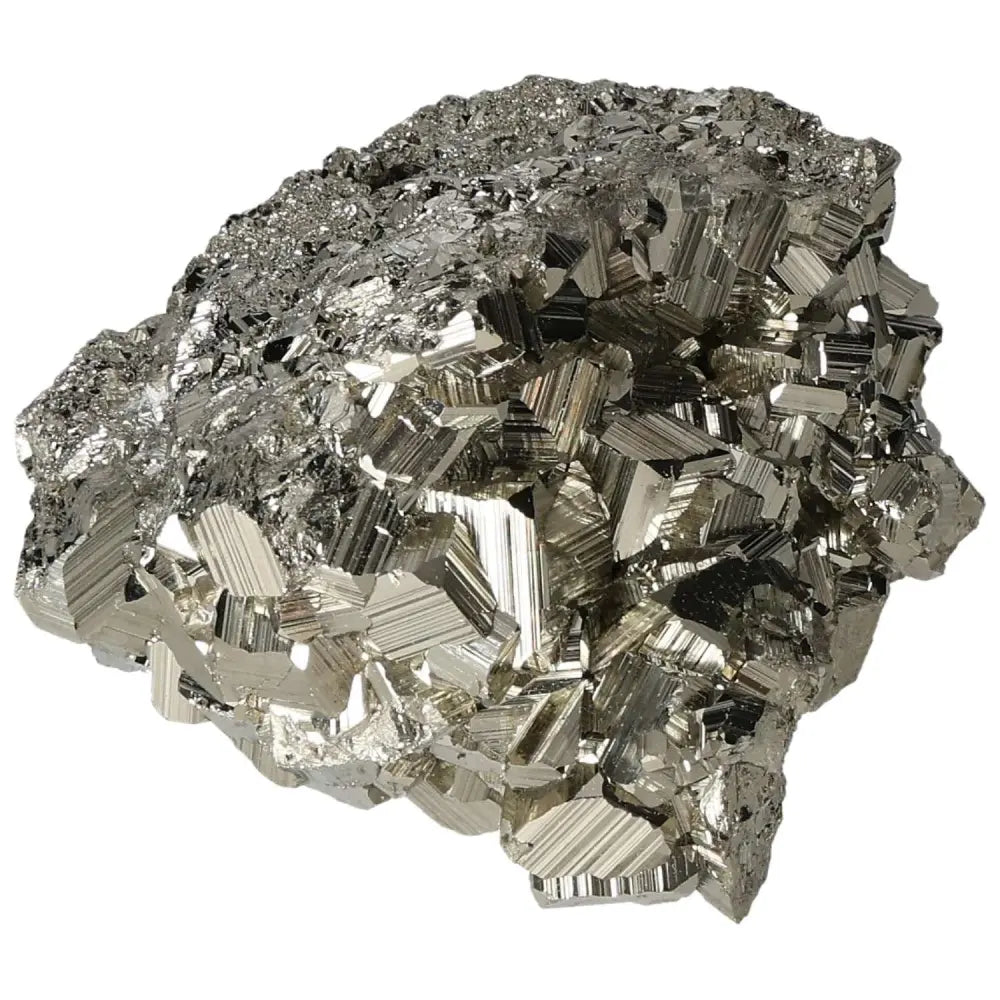 Superior Quality Pyrite Cluster showcasing metallic luster and geometric formations, perfect for collectors and natural decor.