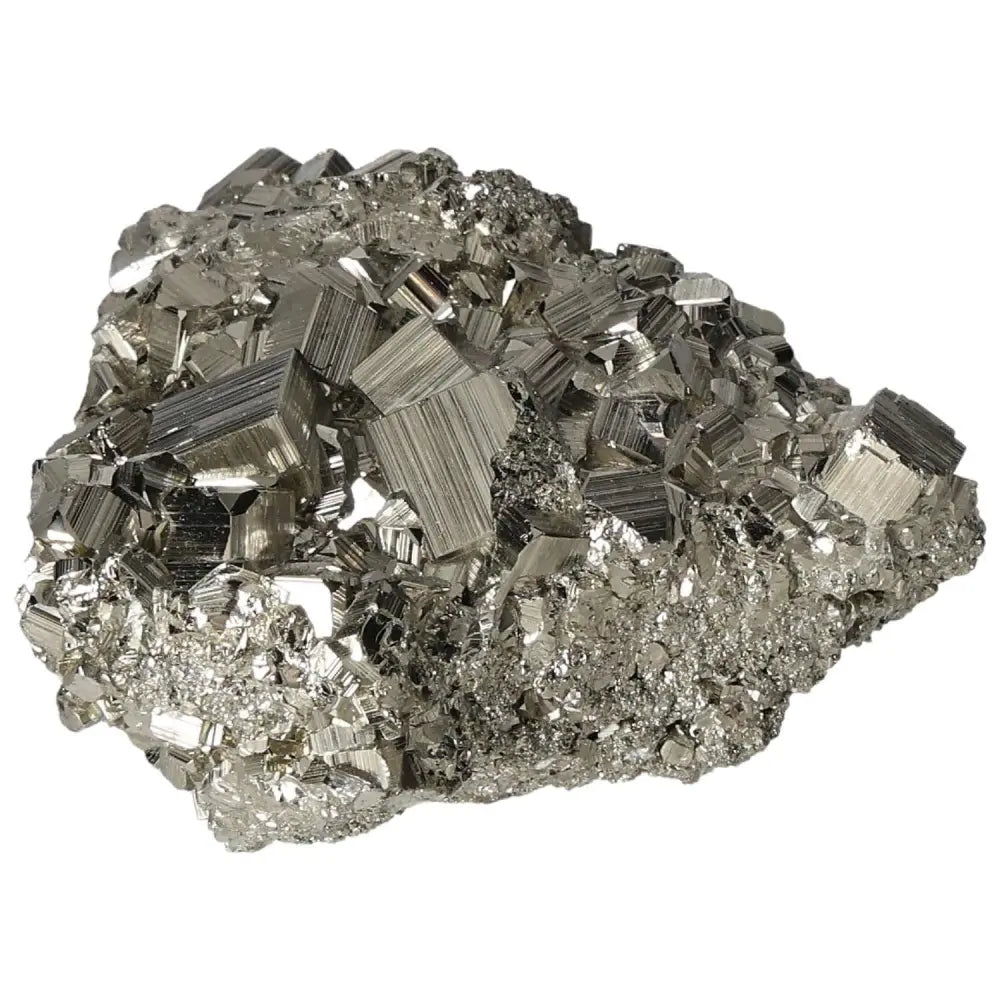 Superior quality pyrite cluster displaying geometric brilliance and metallic luster, featuring natural cubic formations.