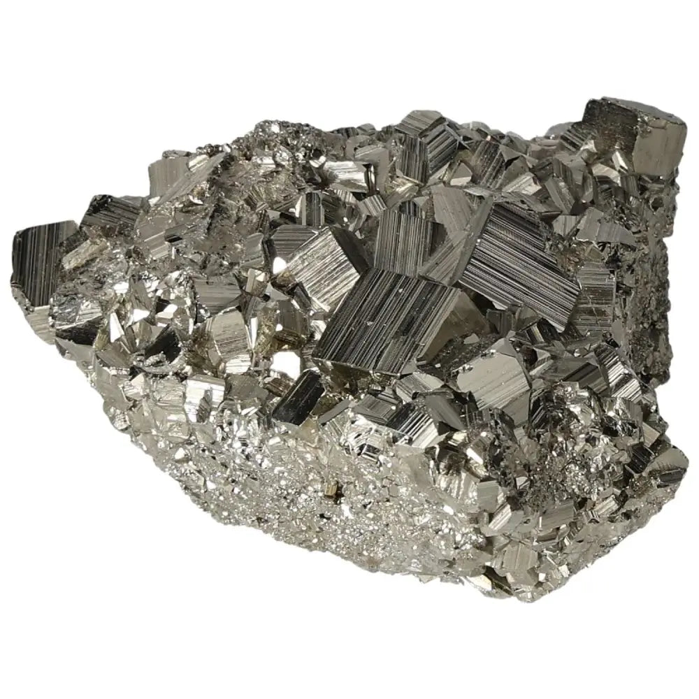 Superior quality pyrite cluster showcasing geometric cubic formations with metallic luster, sourced from premium deposits.