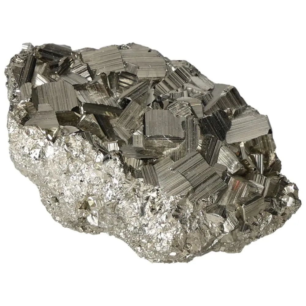 Superior quality pyrite cluster showcasing natural geometric formations and metallic luster