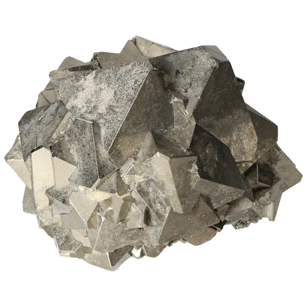 Superior quality pyrite cluster with geometric formations and metallic luster