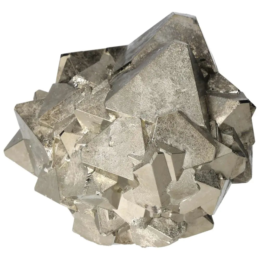 Superior quality pyrite cluster with geometric formations and metallic luster, showcasing natural cubic structures and intricate detail.