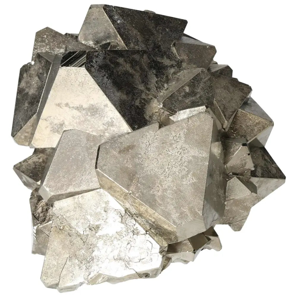 Superior Quality Pyrite Cluster with geometric, metallic brilliance illustrating natural cubic formations.
