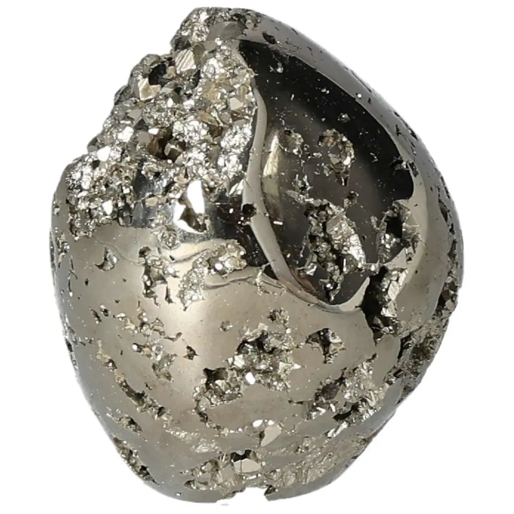 Superior Quality Pyrite Egg with Geometric Formations and Metallic Luster
