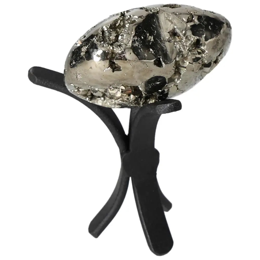 Superior quality pyrite cluster on stand, showcasing geometric metallic luster and intricate formations.