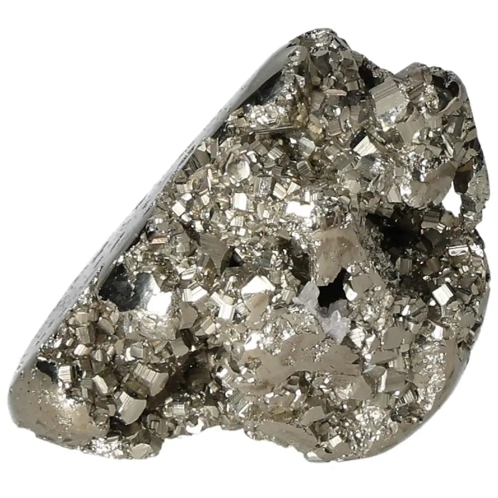Superior quality pyrite cluster with metallic luster and geometric formations showcasing nature's elegance.
