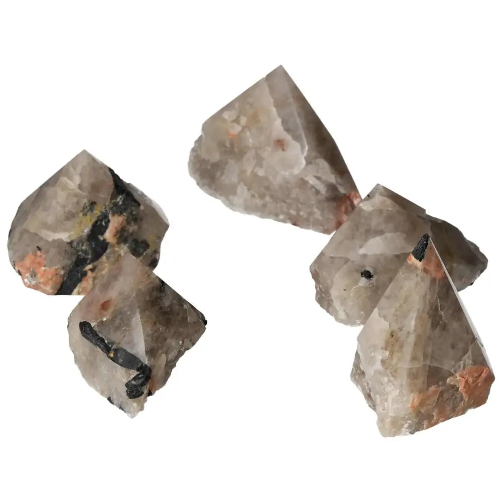 Top polished quartz point with black tourmaline, showcasing exquisite craftsmanship and spiritual energy properties.