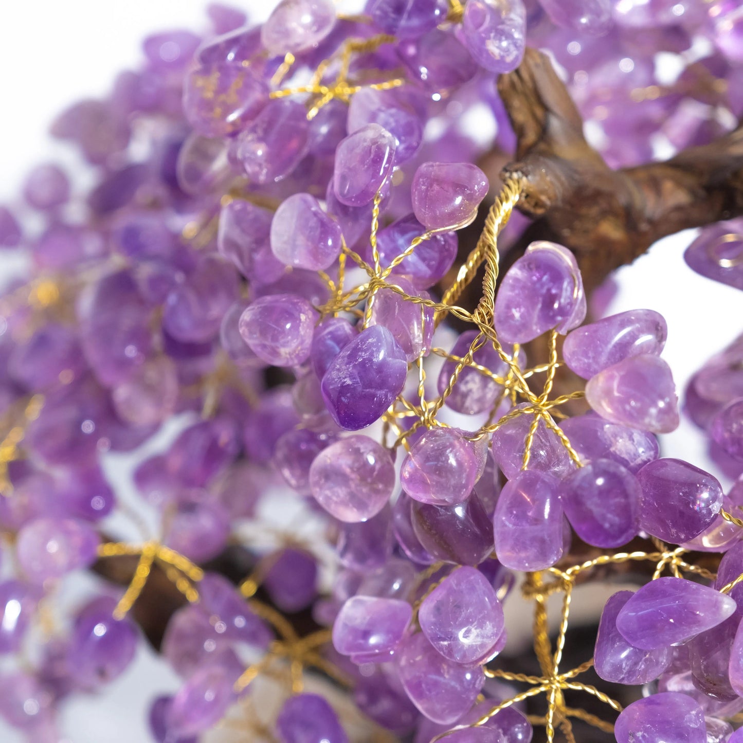 Tumbled Amethyst Crystal Bonsai Tree with Vibrant Gemstone Leaves