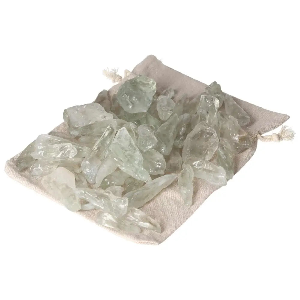Tumbled Quartz Prasiolite stones in a bag; 1 kg pack of 50, ideal for purification and harmonizing energies, neutralizing negativity.