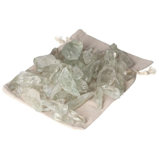 Tumbled Quartz Prasiolite stones in a bag; 1 kg pack of 50, ideal for purification and harmonizing energies, neutralizing negativity.