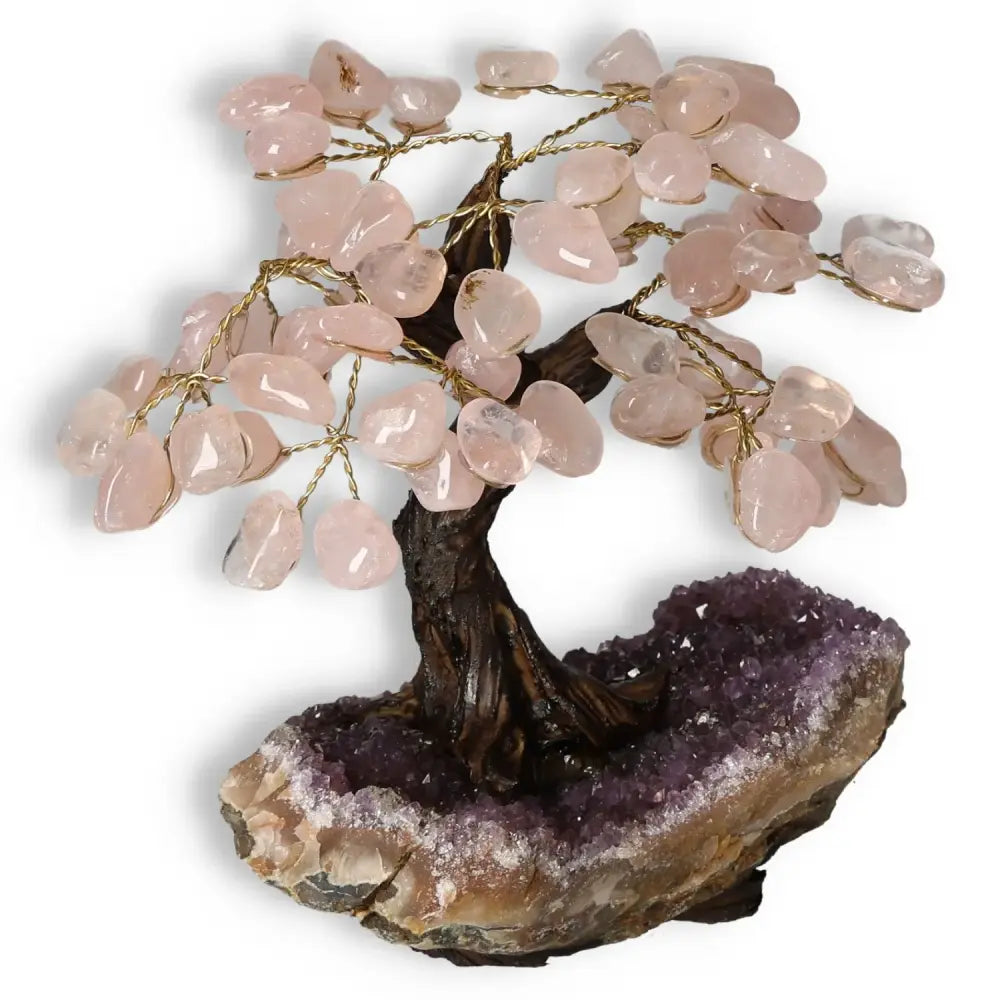 Tumbled Rose Quartz Tree 20cm with handpicked stones, a decorative piece for love and positive energy from Sylvia Crystals.