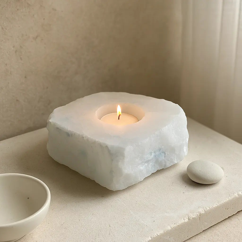 White Quartz Candle Holder – Pure Elegance and Clarity Sylvia Crystals Sp. z o.o.