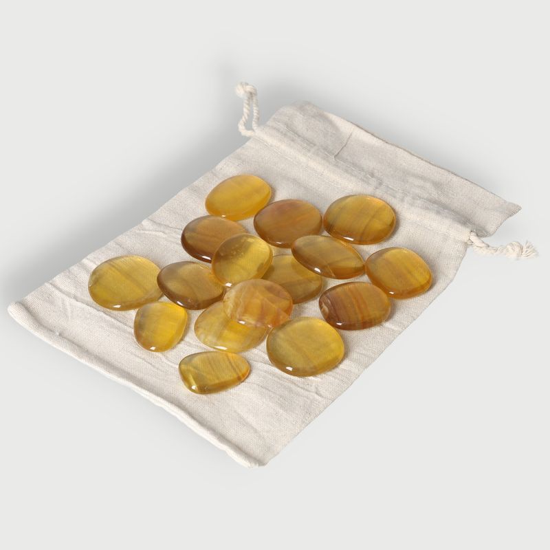 Tumbled Yellow Fluorite Smooth Stone  - 0,5kg