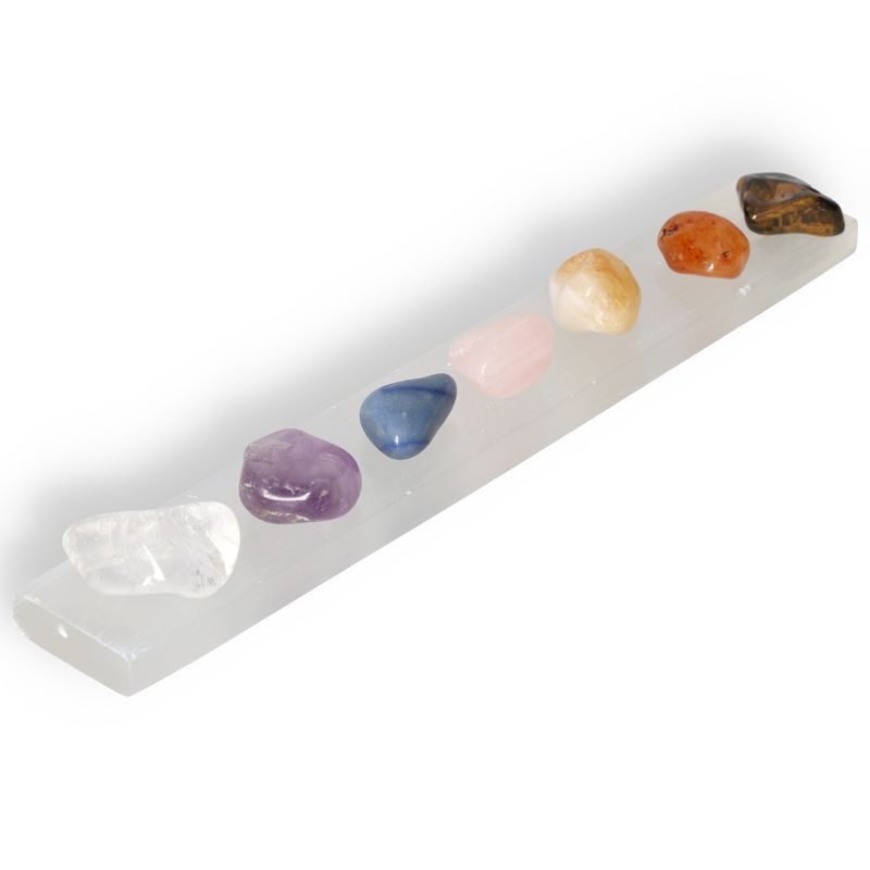 Selenite Plate 30/4cm With Chakra Set