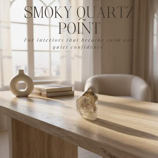 Punta de cuarzo ahumado pulido