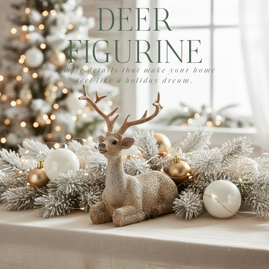 Hirsch mit Glitzer liegend aus Poly Champagner 2