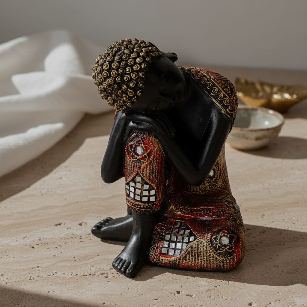 Schwarzer und goldener Buddha