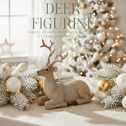 Hirsch mit Glitzer liegend aus Poly Champagner 1