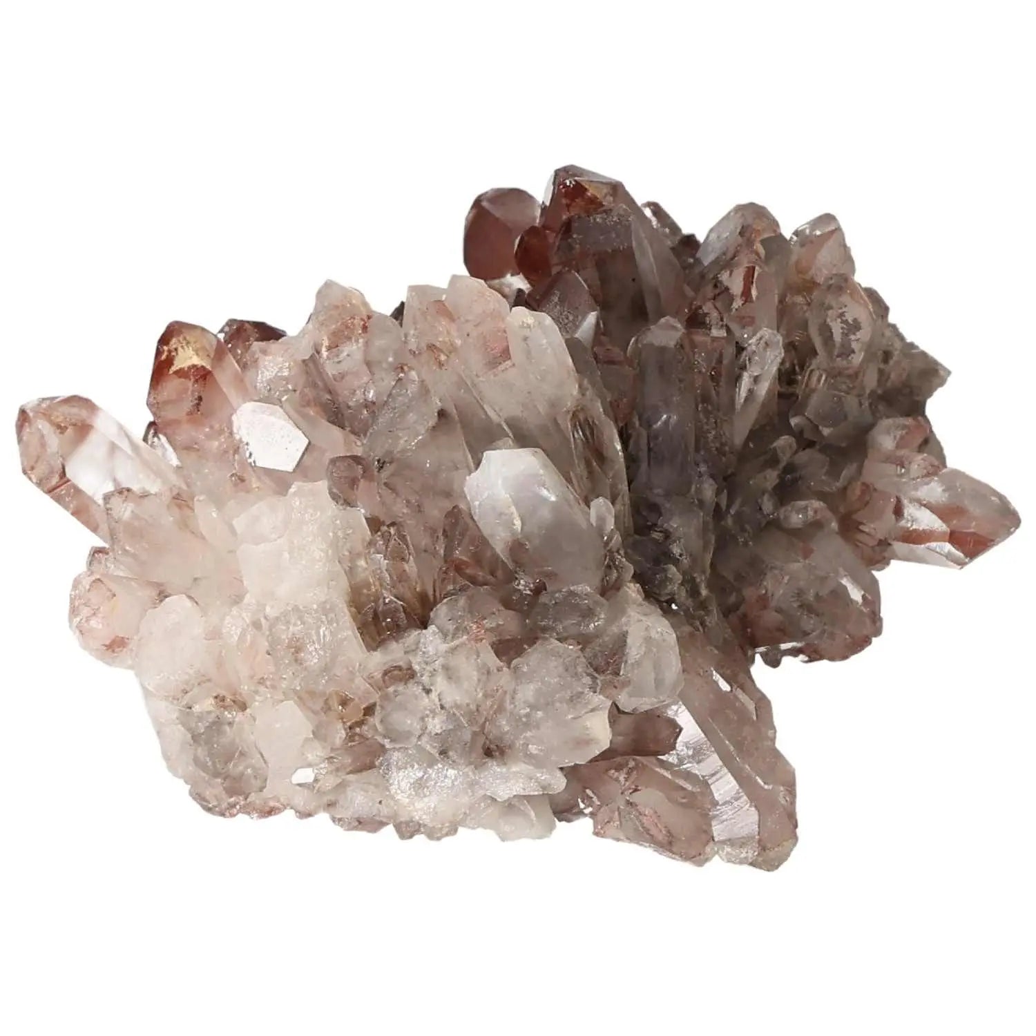 Quartz Cluster with Lithium from Sylvia Crystals, displaying unique hues and spiritual energy blend.