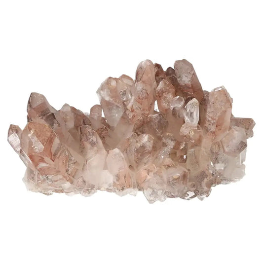 Quartz cluster with lithium crystal from Sylvia Crystals, featuring a unique hue and enhanced energetic properties.