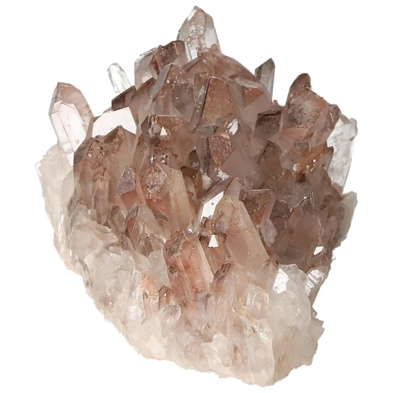 Quartz cluster infused with lithium, showcasing translucent crystals ideal for spiritual energy and calming properties.