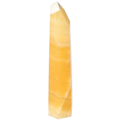 Mexican Calcite Obelisk from Sylvia Crystals, enhancing motivation, focus, and energy for personal and professional growth.