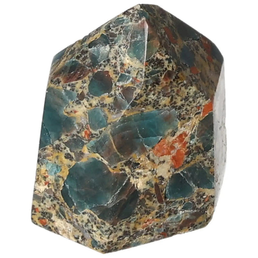 Vibrant Apatite Obelisk from Sylvia Crystals showcasing deep blue hues and exquisite craftsmanship for spiritual harmony and elegance.