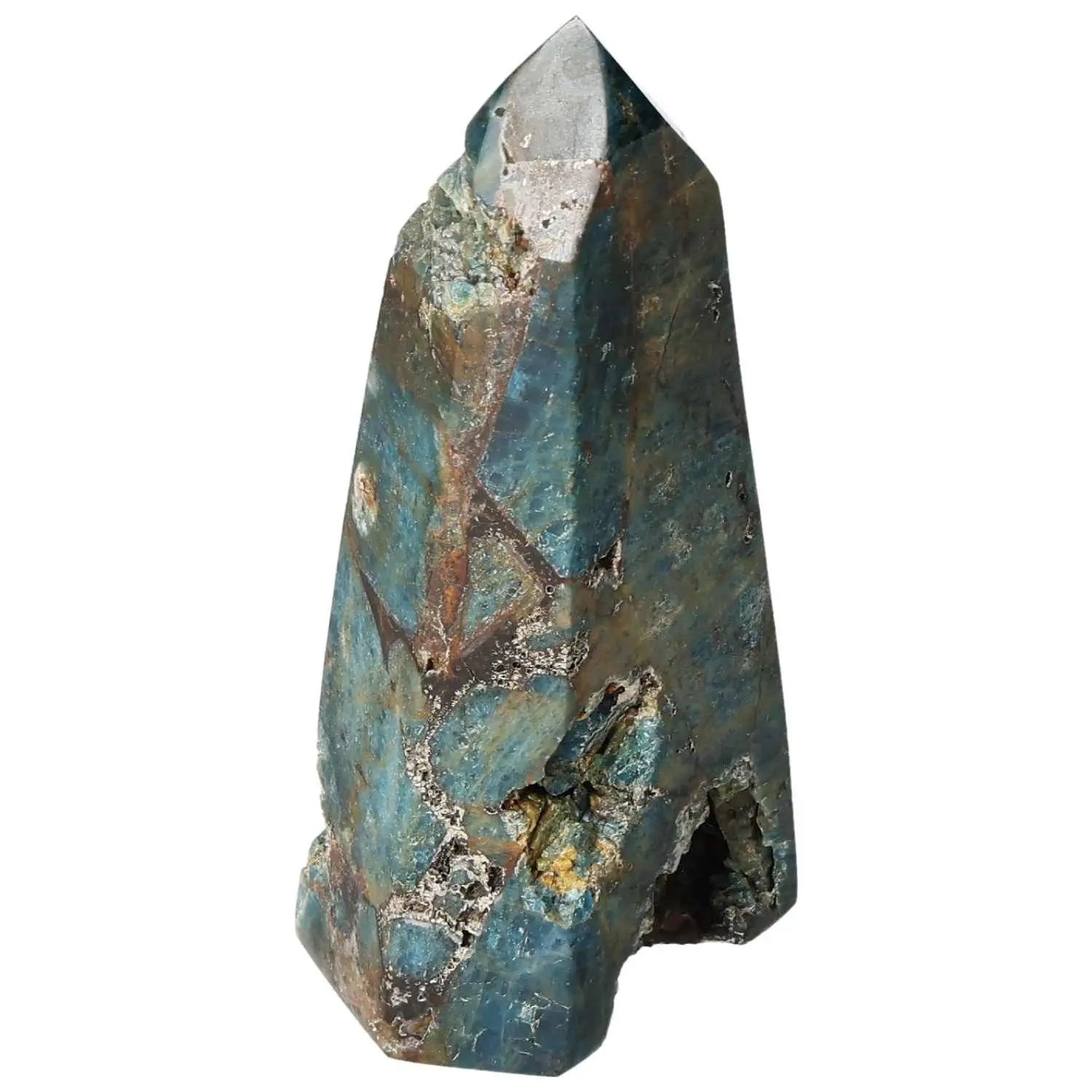 Apatite Obelisk from Sylvia Crystals, showcasing elegance and spiritual depth with natural beauty and artistic craftsmanship.