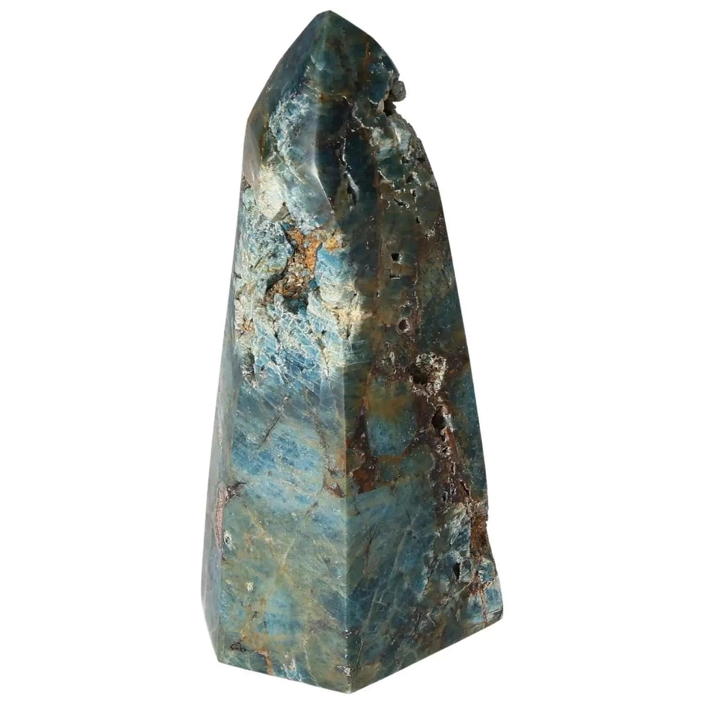 Apatite Obelisk by Sylvia Crystals, showcasing luxury and spiritual depth with natural elegance and artistry.
