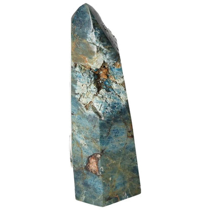 Apatite Obelisk by Sylvia Crystals showcasing natural elegance and spiritual depth, highlighting luxury craftsmanship.