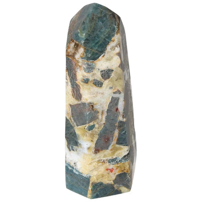 Apatite Obelisk from Sylvia Crystals featuring blue hues, exemplifying luxury and spiritual significance.