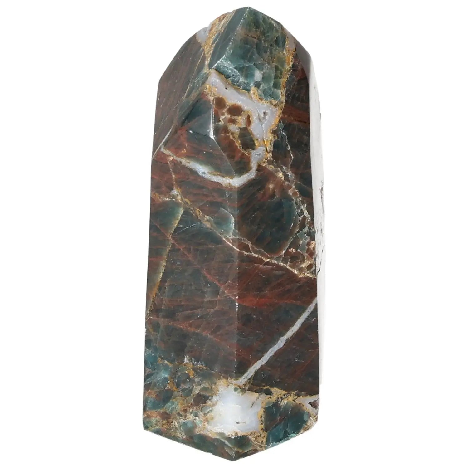 Apatite Obelisk by Sylvia Crystals, showcasing premium quality and vibrant hues, highlighting spiritual properties for conscious living.