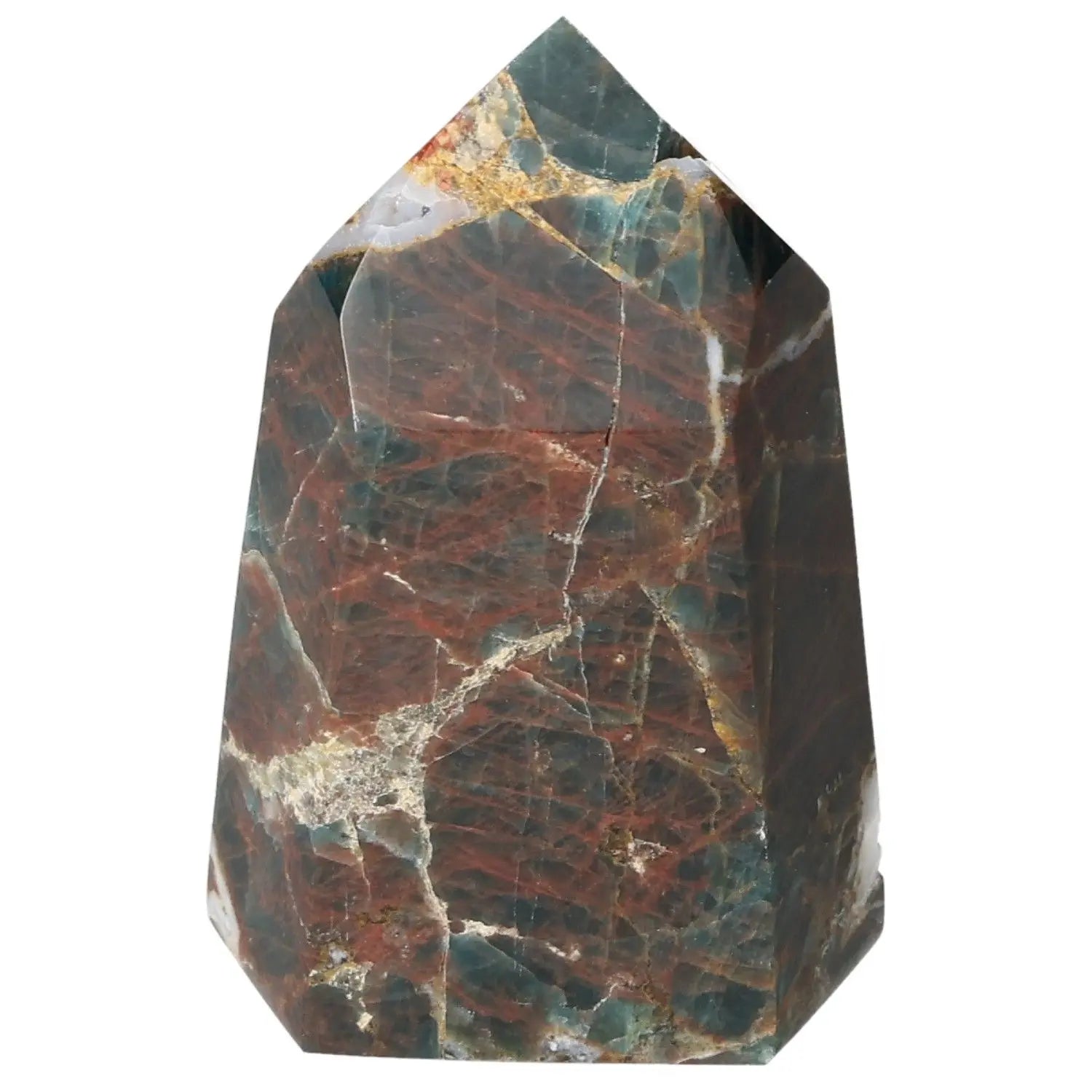 Premium Apatite Obelisk by Sylvia Crystals, showcasing unique hues and spiritual properties, ideal for luxury and conscious living.