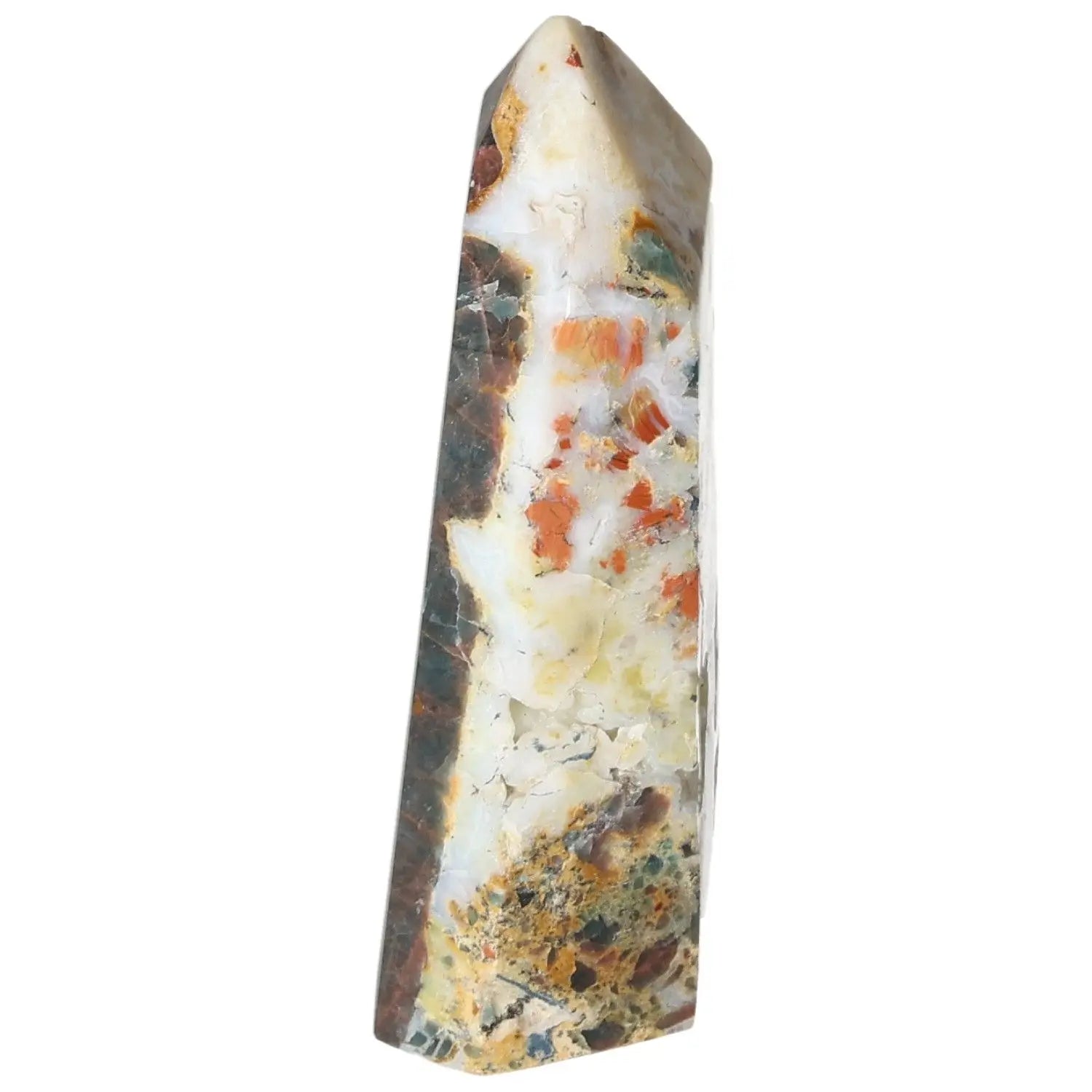 Apatite Obelisk by Sylvia Crystals, showcasing vibrant blue hues, enhances clarity and promotes harmony in luxury decor.