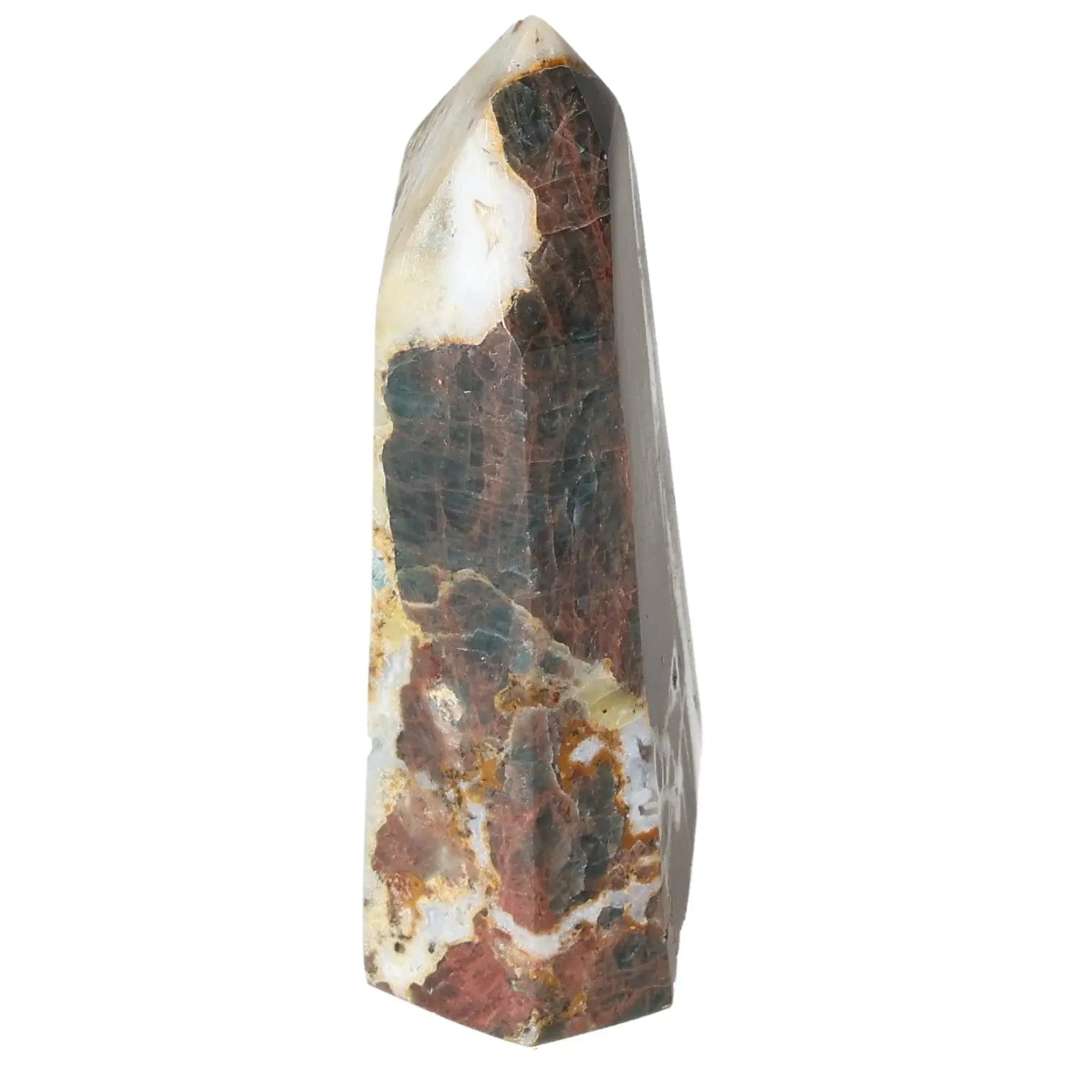 Apatite Obelisk from Sylvia Crystals with vibrant blue hues, enhances clarity and personal growth.