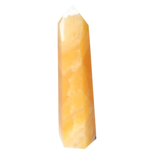 Mexican Calcite Obelisk by Sylvia Crystals, premium gem for personal growth and motivation, enhances self-confidence, high quality