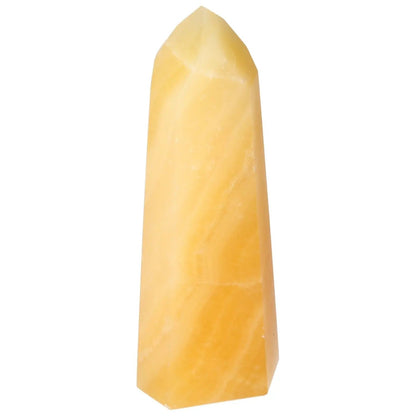 Luxury Mexican Calcite Obelisk for enhancing self-confidence and motivation, premium quality by Sylvia Crystals.