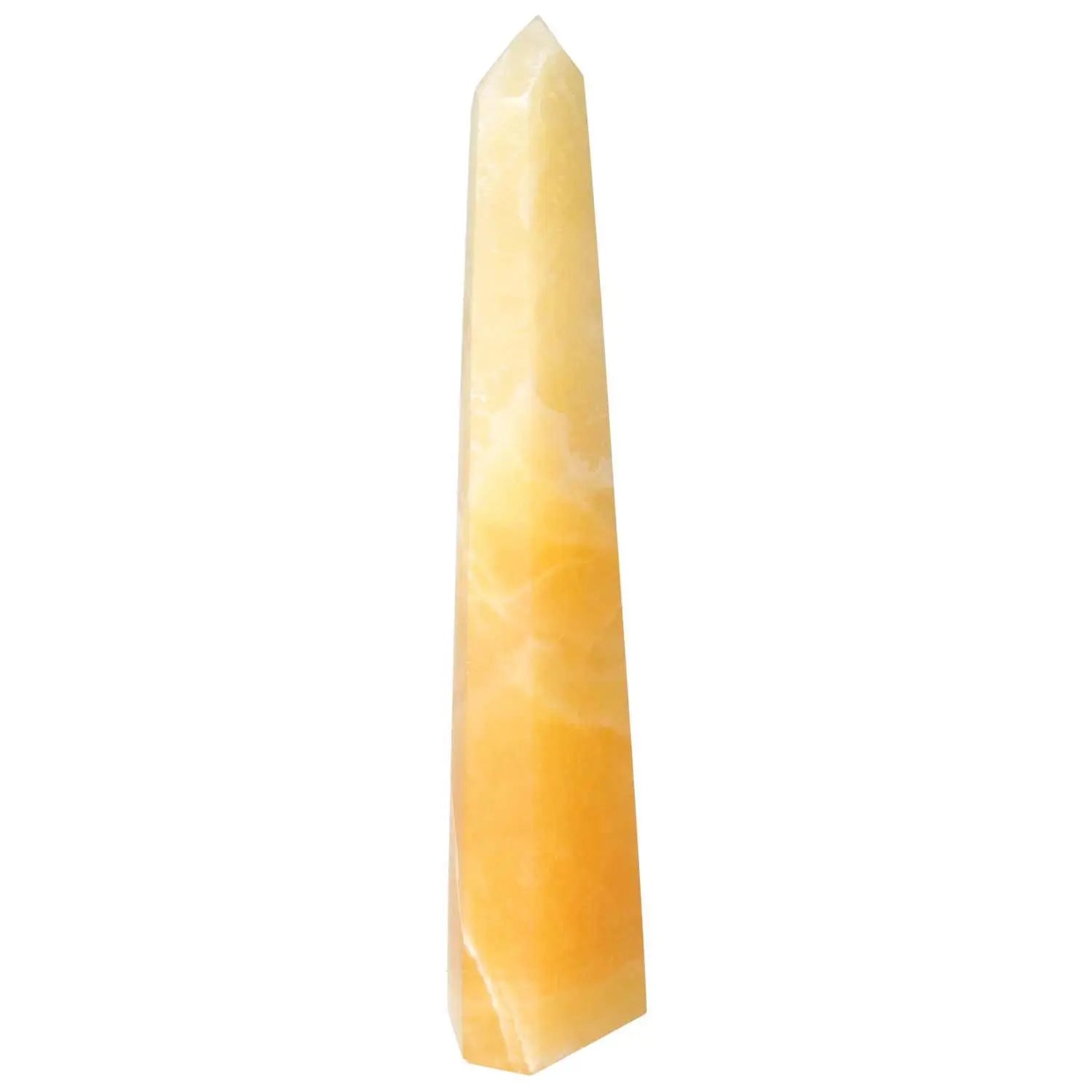 Mexican Calcite Obelisk from Sylvia Crystals, luxury self-growth stone in vibrant orange shades, ideal for boosting confidence and success.