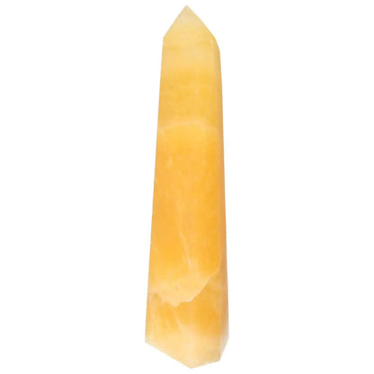 Mexican Calcite Obelisk by Sylvia Crystals, symbolizing transformation and growth, enhances self-confidence and motivation.