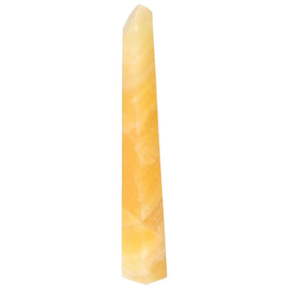 Elegant Mexican Calcite Obelisk from Sylvia Crystals, enhancing self-confidence and motivation in your space.