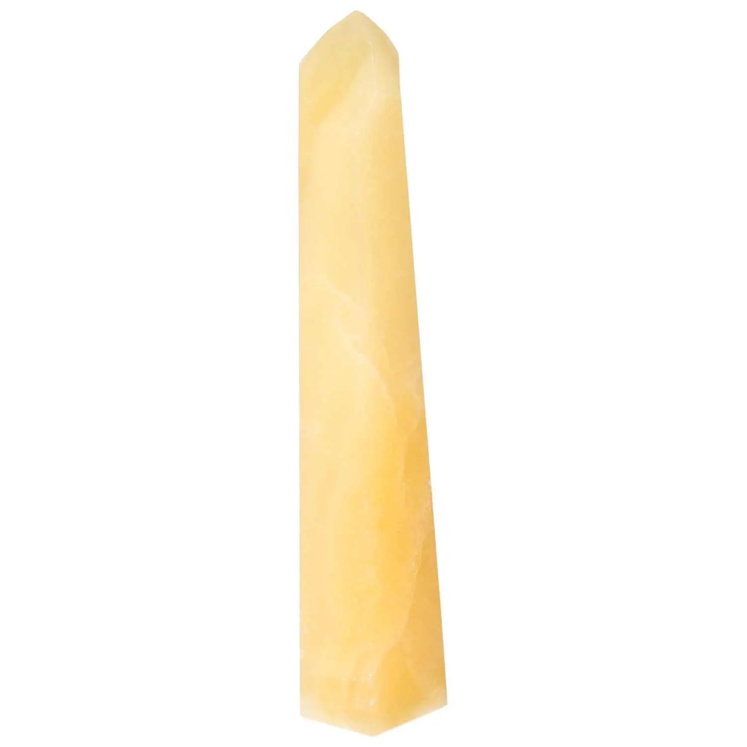Mexican Calcite Obelisk from Sylvia Crystals, showcasing premium quality and timeless elegance, boosts self-confidence and motivation.