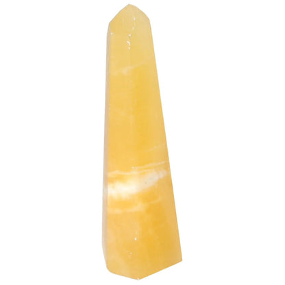 Yellow Mexican Calcite Obelisk from Sylvia Crystals, premium quality, enhancing space aesthetics and luxury living.