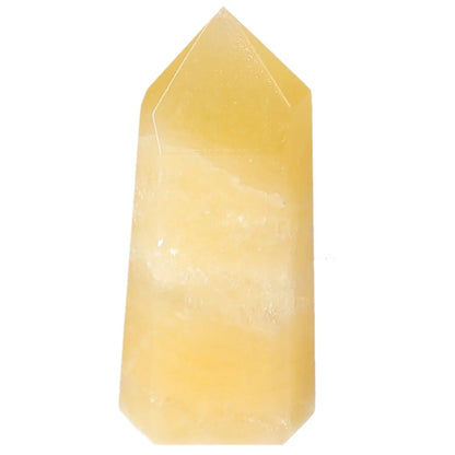 Mexican Calcite Obelisk from Sylvia Crystals, radiating positivity and motivation, perfect for personal growth and professional success.
