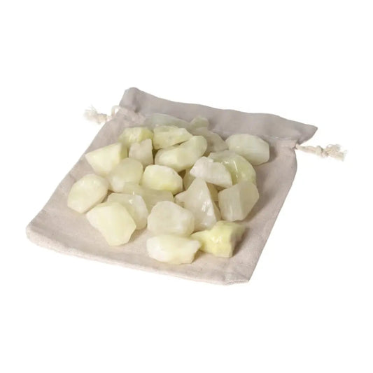 Bag of tumbled sulphur stones, 1KG, 30 pieces from Sylvia Crystals, featuring a vibrant yellow hue, polished for a unique crystal collection.