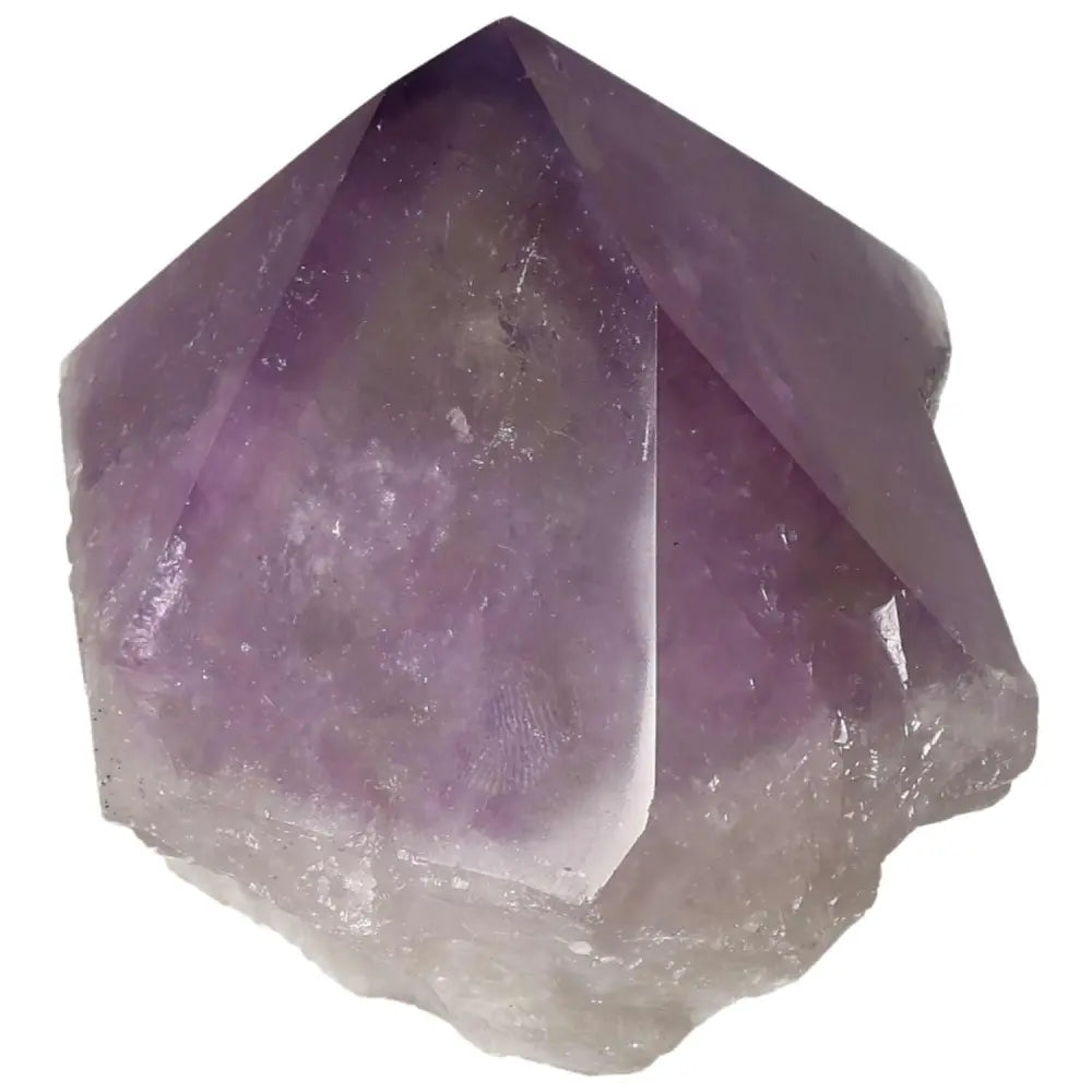 Polished Point Amethyst crystal with deep purple hues, perfect for stress relief and energy boost, from Sylvia Crystals.