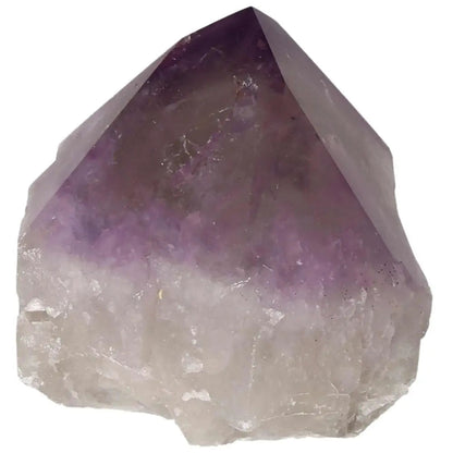 Polished Point Amethyst crystal by Sylvia Crystals, showcasing its luxurious purple hues for stress relief and energy balance.