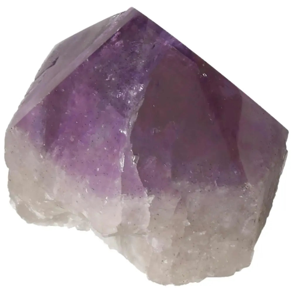 Polished Point Amethyst gemstone by Sylvia Crystals, known for stress reduction and enhancing spiritual journeys.